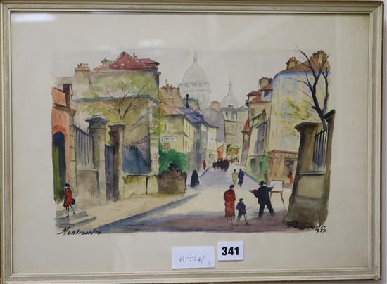 Fernand Guignier, watercolour, Montmatre 1957, 30 x 42cm